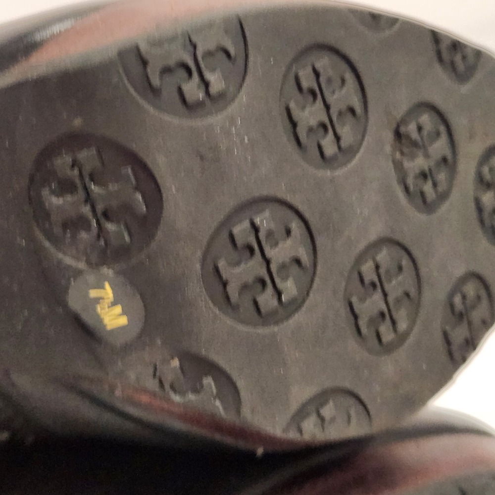 Tory Burch Melrose Ankle Boots Leather Heel Moto Black Logo Women's 7.5 Designer - Picture 14 of 16